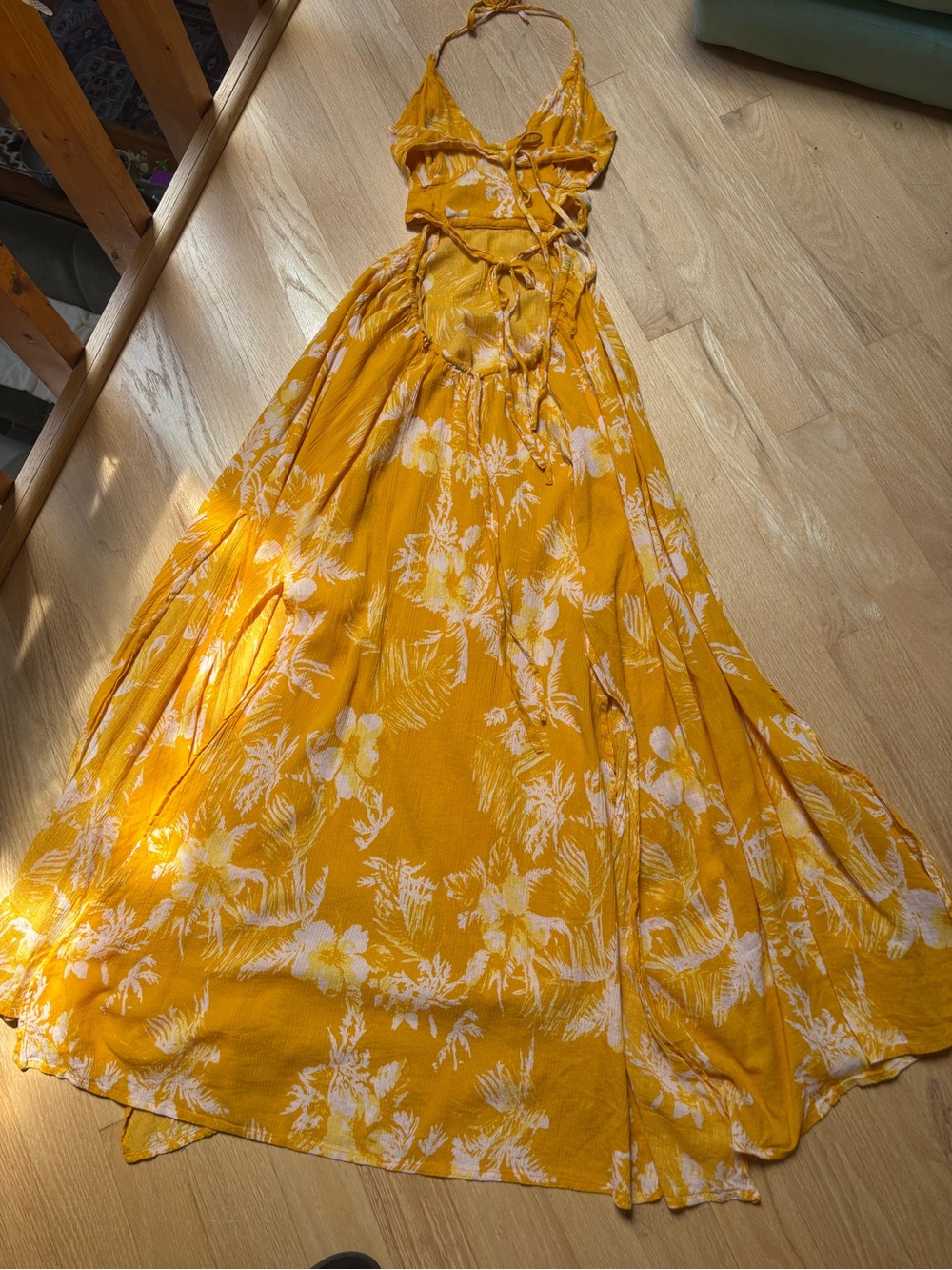 Free People Lille Printed Maxi Dress in the "Hawaii Honey" yellow colorway - Picture 5 of 7